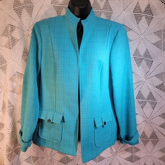 Perceptions new york size 10 jacket blazer. Color is green close to teal - Picture 1 of 12